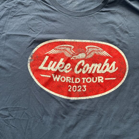 Luke Combs Wings World Tour 2023 Blue T-Shirt Unisex/Men’s Size 3X Band Tee - Picture 4 of 16